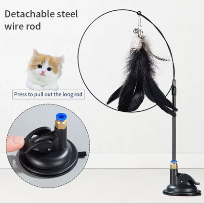 Interactive Suction Cup Cat Feather Toy