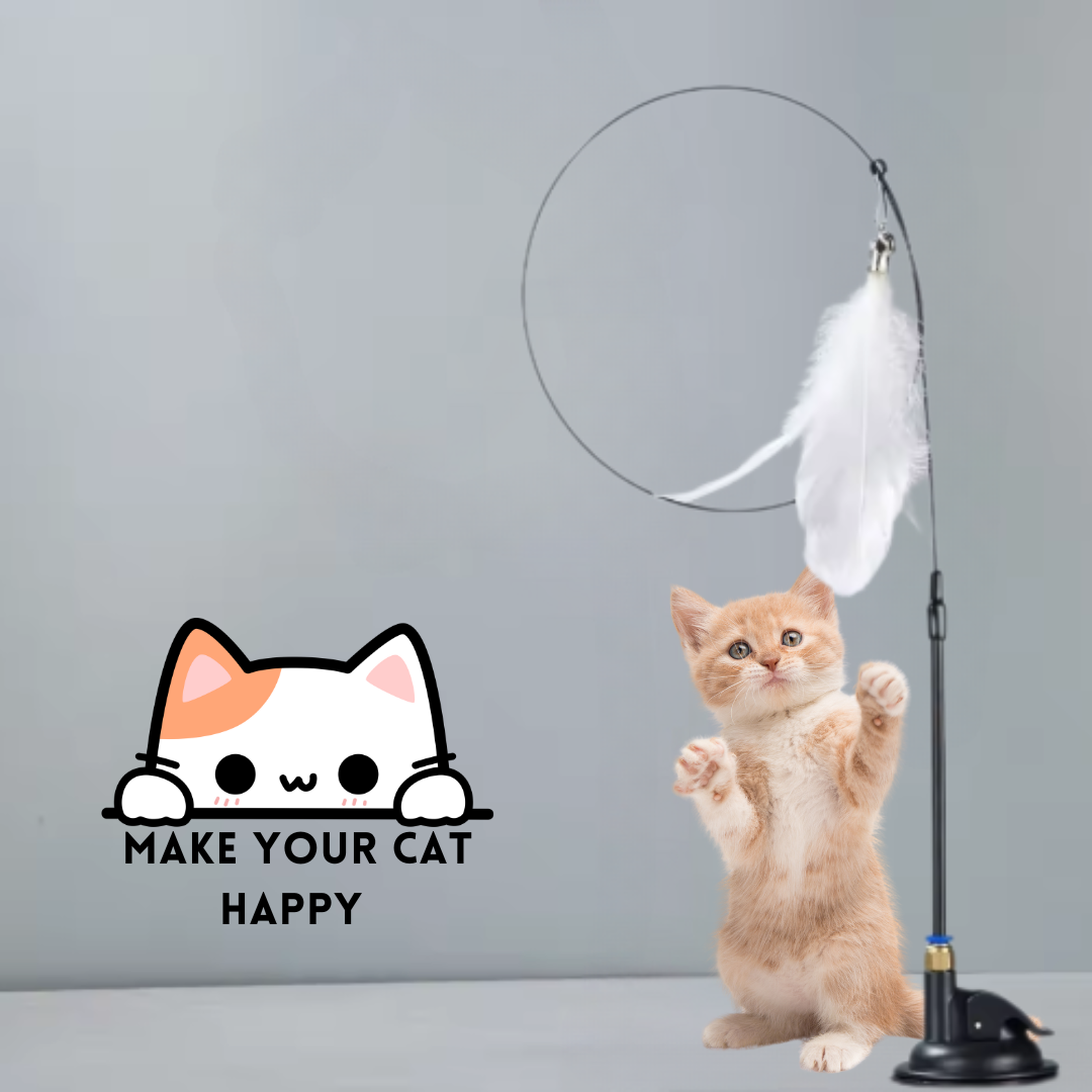 Interactive Suction Cup Cat Feather Toy